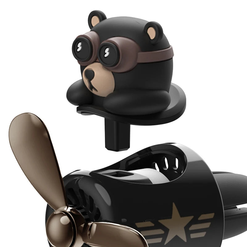 Rotating Pilot Bear Ornaments Outlet Car Air Freshener Vent Clip Perfume Airplane Fragrance Diffuser Decorations Accessories Men