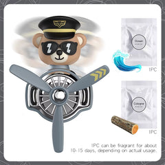 Rotating Pilot Bear Ornaments Outlet Car Air Freshener Vent Clip Perfume Airplane Fragrance Diffuser Decorations Accessories Men