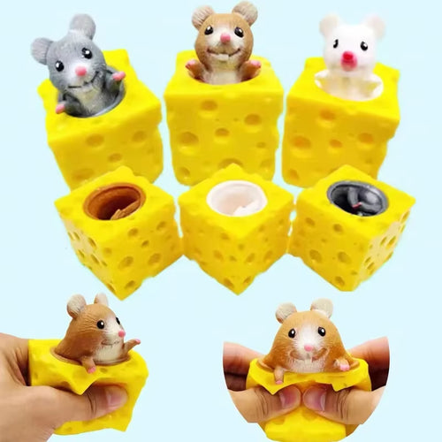 Mouse Squishy Toy Cheese Stress Ball Squishy Rat Squeeze Cheese Fidgets Squishy Mice Toy Stress Novelty Toy for People Best Gift