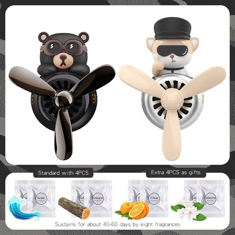 Rotating Pilot Bear Ornaments Outlet Car Air Freshener Vent Clip Perfume Airplane Fragrance Diffuser Decorations Accessories Men