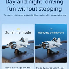 Solar Powered Rotating Airplane Car Dashboard Ornament 360° Auto Spin Decor Airplane Ornaments Car Interior Decoration