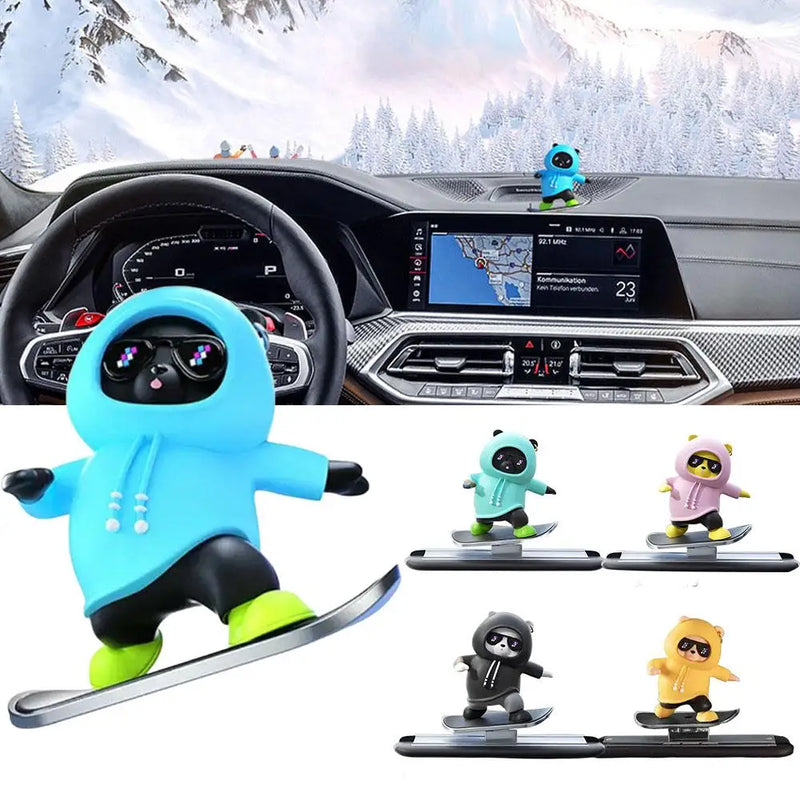 Dashboard Car Ornaments Skateboard Bear Sliding Bear Creative Car Cartoon Interior Decoration Interior Accessories