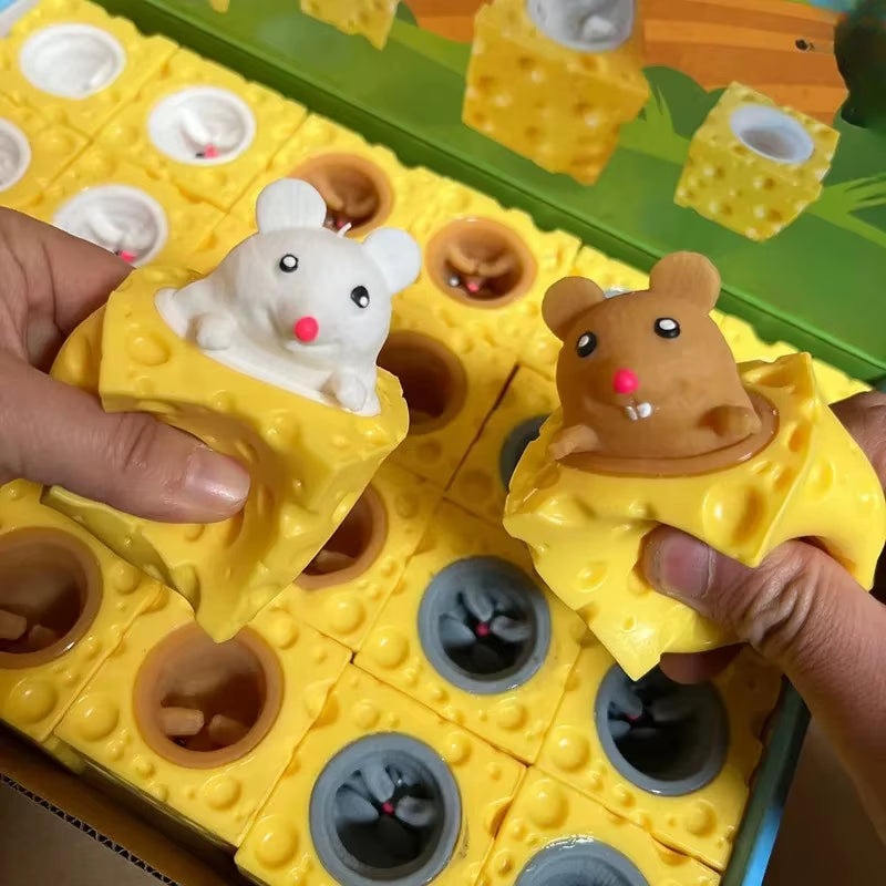 Mouse Squishy Toy Cheese Stress Ball Squishy Rat Squeeze Cheese Fidgets Squishy Mice Toy Stress Novelty Toy for People Best Gift
