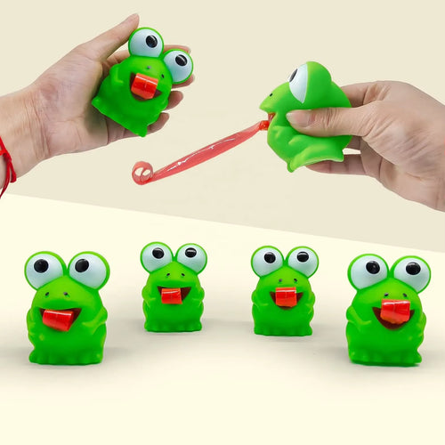 Pinch Frog Dinosaur Sticking Tongue Out Toys Funny Sensory Stress Relief Fidget Toys Cat Toys School Gifts for Kids Children