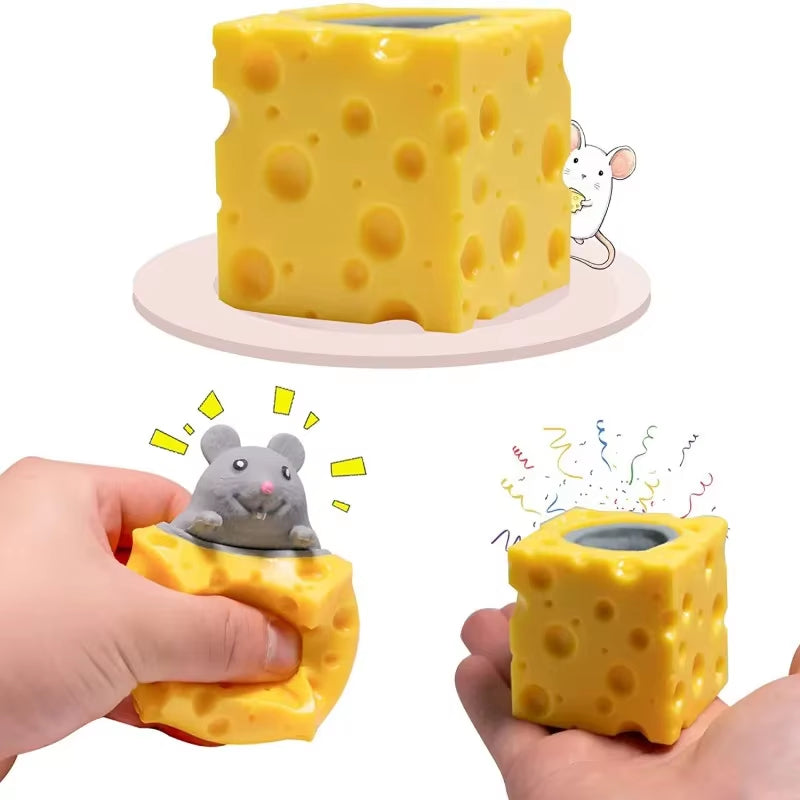 Mouse Squishy Toy Cheese Stress Ball Squishy Rat Squeeze Cheese Fidgets Squishy Mice Toy Stress Novelty Toy for People Best Gift