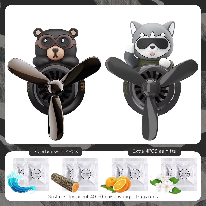 Rotating Pilot Bear Ornaments Outlet Car Air Freshener Vent Clip Perfume Airplane Fragrance Diffuser Decorations Accessories Men