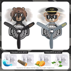 Rotating Pilot Bear Ornaments Outlet Car Air Freshener Vent Clip Perfume Airplane Fragrance Diffuser Decorations Accessories Men