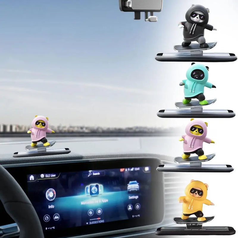 Dashboard Car Ornaments Skateboard Bear Sliding Bear Creative Car Cartoon Interior Decoration Interior Accessories