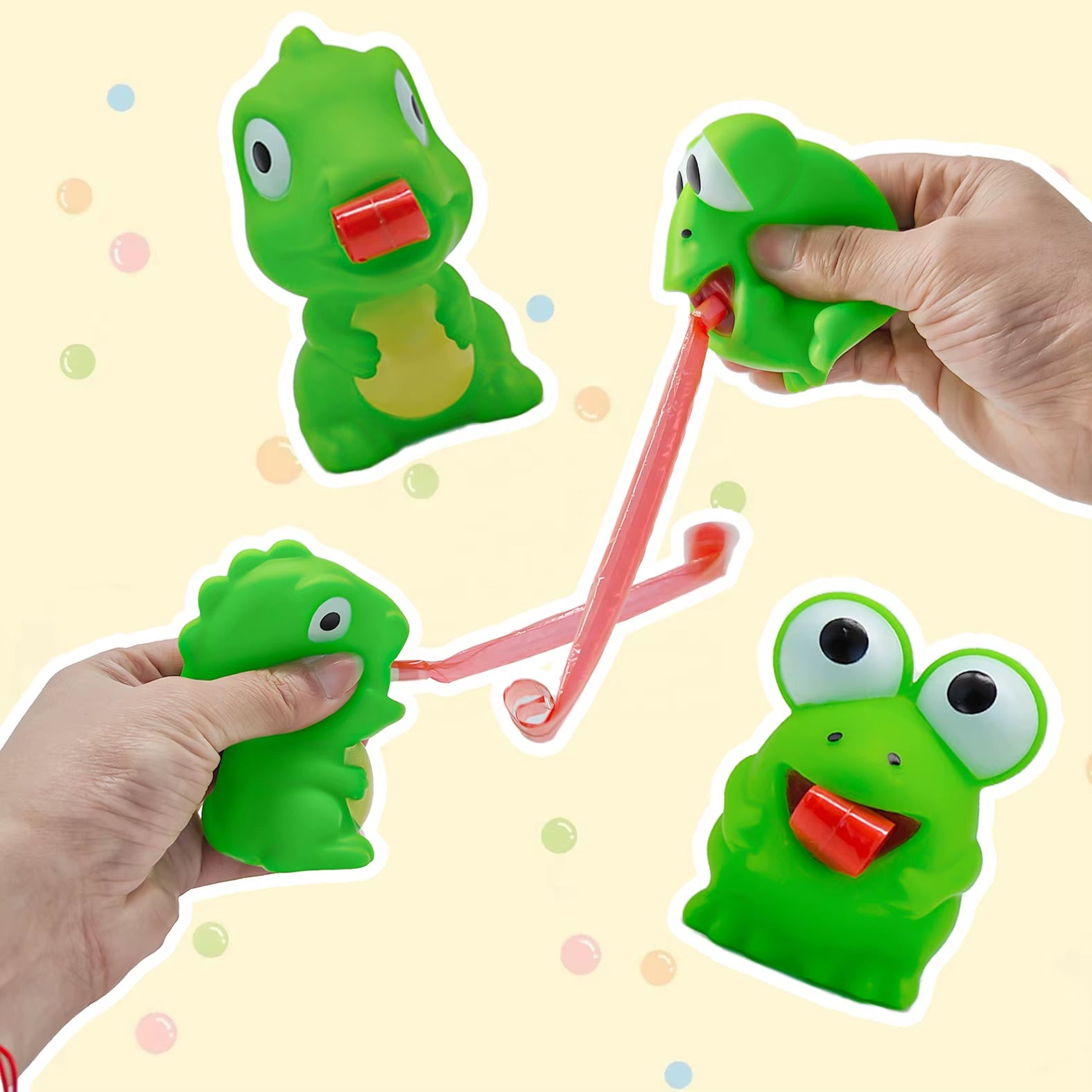Pinch Frog Dinosaur Sticking Tongue Out Toys Funny Sensory Stress Relief Fidget Toys Cat Toys School Gifts for Kids Children