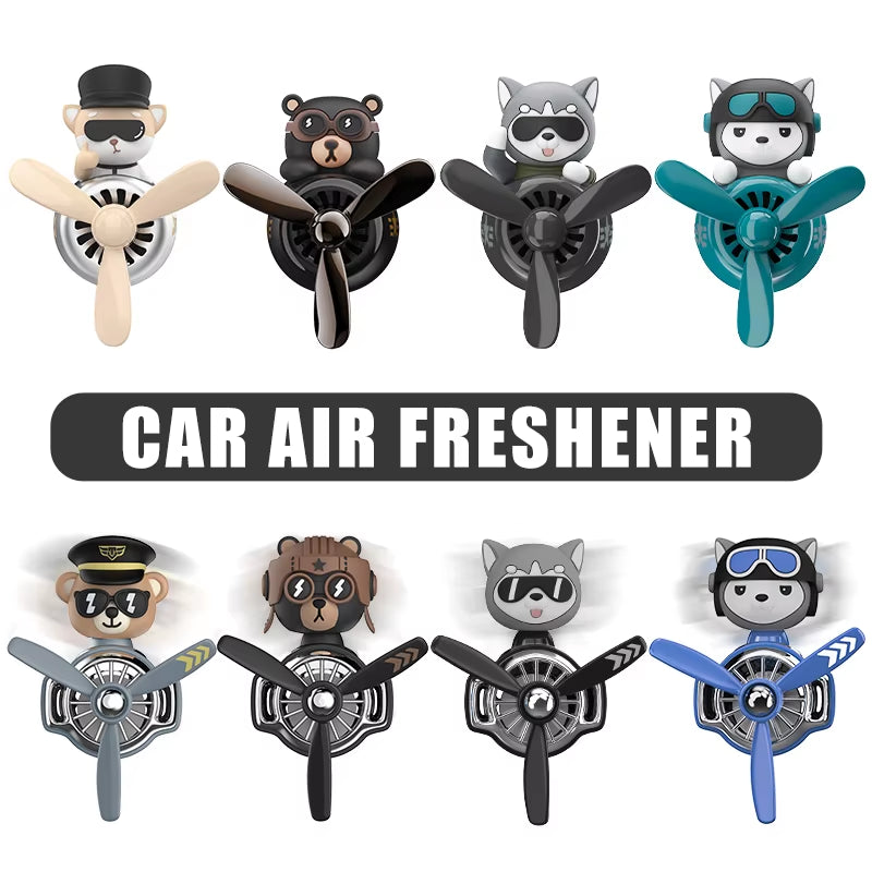 Rotating Pilot Bear Ornaments Outlet Car Air Freshener Vent Clip Perfume Airplane Fragrance Diffuser Decorations Accessories Men