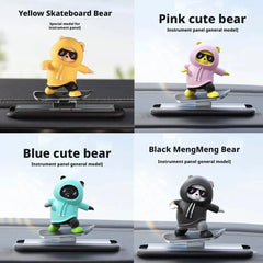 Dashboard Car Ornaments Skateboard Bear Sliding Bear Creative Car Cartoon Interior Decoration Interior Accessories