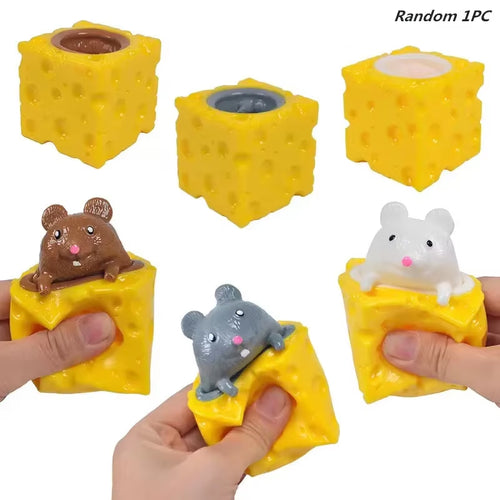 Mouse Squishy Toy Cheese Stress Ball Squishy Rat Squeeze Cheese Fidgets Squishy Mice Toy Stress Novelty Toy for People Best Gift